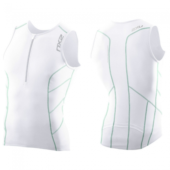 2XU G:2 Long Distance Tri Singlet heren 2014 MT2688a White/Mint green 2XUMT2688AWHGR